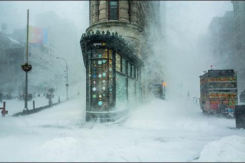 Flatiron Building in a Snowstorm by Michelle Palazzo